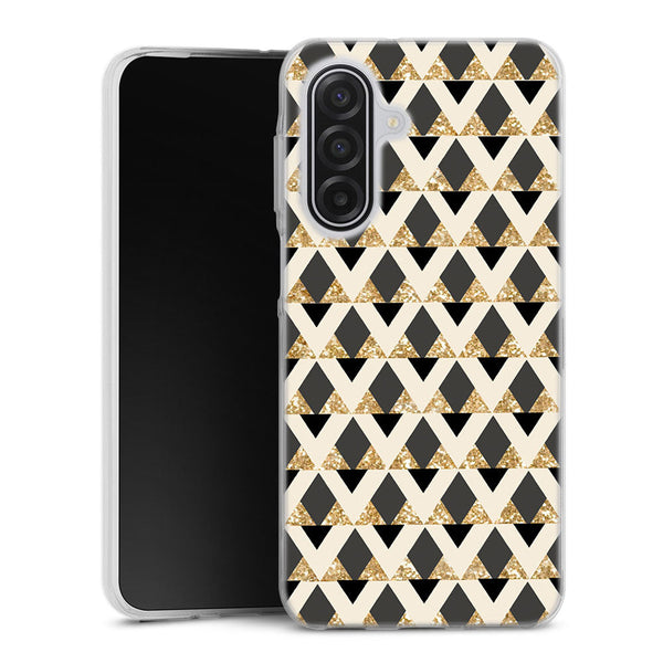 Coque pour Samsung A17 5G Glitter triangles in gold black and nude