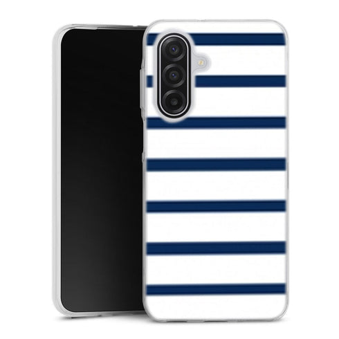Coque pour Samsung A17 5G Bandes Mariniere Noires Blanches