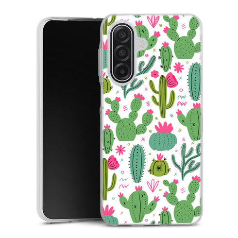 Coque Samsung Galaxy A17 5G Minimalist pattern With Cactus Plants | Housse silicone, antichocs, protection optimale - Motif floral