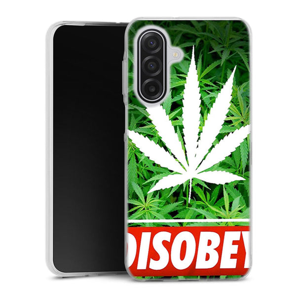 Coque Samsung Galaxy A17 5G Weed Cannabis Disobey | Housse Antichoc Silicone Souple, Ultra Fine, Protection intégrale, Motif Floral