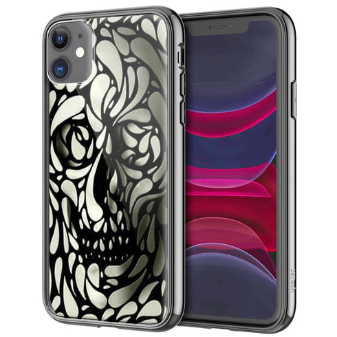 Coque Skull White Black pour iPhone, Samsung, Huawei en Verre Trempé