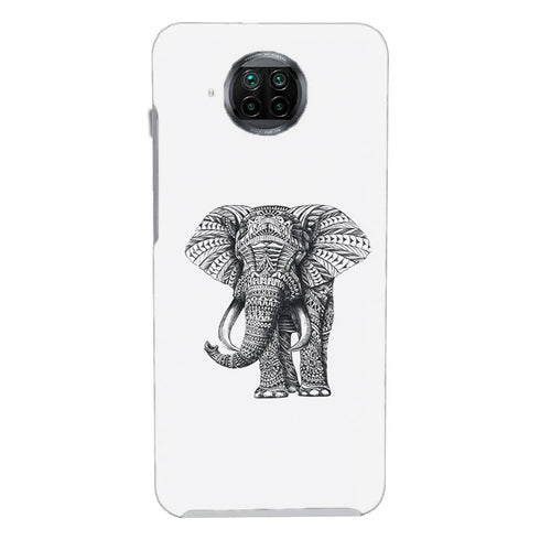 Coque Xiaomi Mi 10T Noir dessin Blanc Elephant - MaCoquePerso