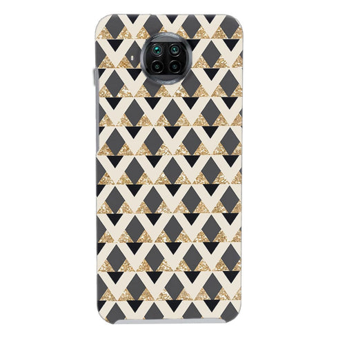 Coque pour Xiaomi Mi 10T Glitter triangles in gold black and nude - MaCoquePerso