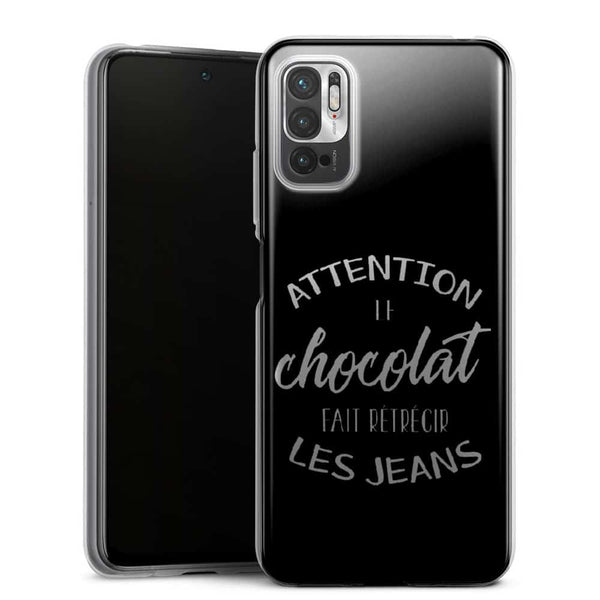 Coque Xiaomi Note 10 5G Attention le Chocolat fait retrecir les jeans