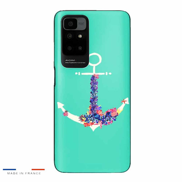 Coque Xiaomi Redmi 10 ancre florale turquoise