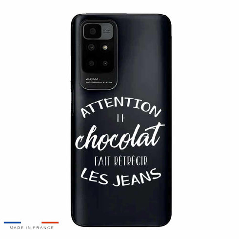 Coque Xiaomi Redmi 10 Attention le Chocolat fait retrecir les jeans