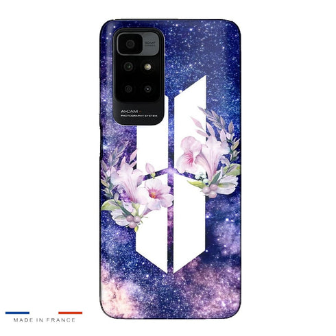 Coque Xiaomi Redmi 10 BTS Army galaxy fleurs