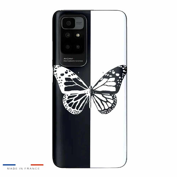 Coque Xiaomi Redmi 10 Butterfly Noir et Blanc