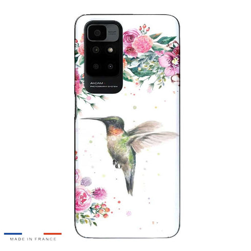 Coque Xiaomi Redmi 10 Colibri et fleurs aquarelle
