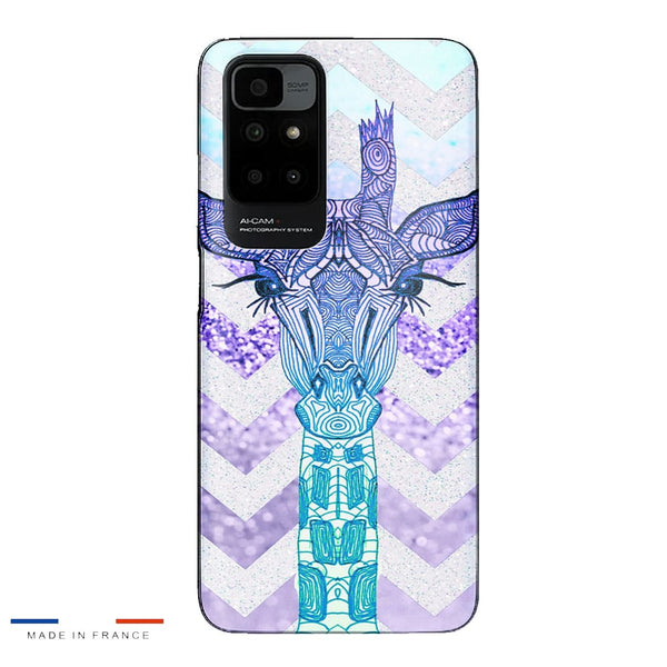 Coque Xiaomi Redmi 10 Glitter Girafe Bleu
