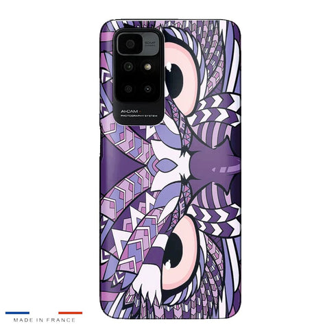 Coque Xiaomi Redmi 10 Hibou violet Azteque