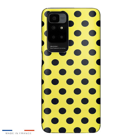 Coque Xiaomi Redmi 10 Jaune à Pois Noirs