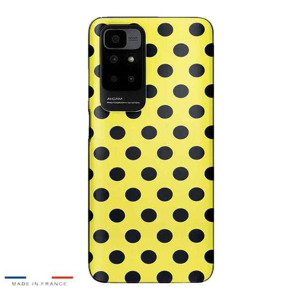 Coque Xiaomi Redmi 10 Jaune à Pois Noirs
