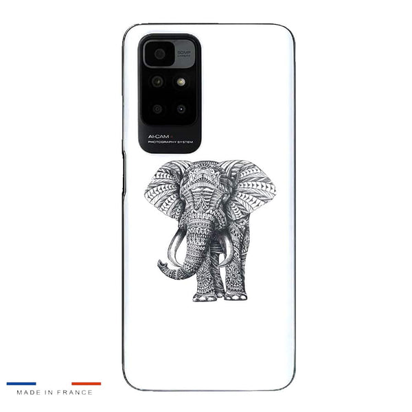 Coque Oppo A16 Noir dessin Blanc Elephant