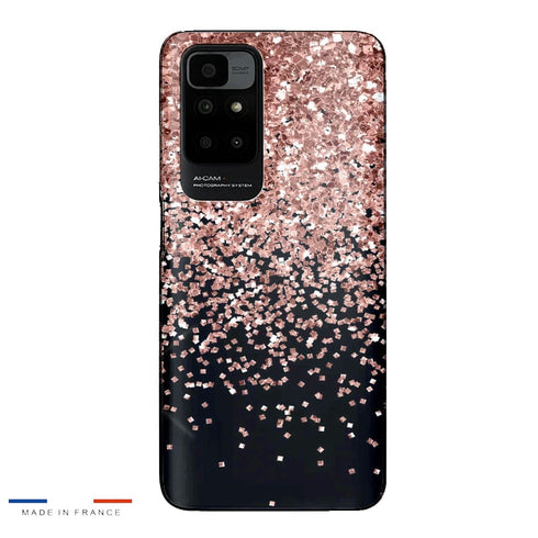 Coque Xiaomi Redmi 10 Paillettes dor rose