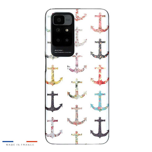 Coque Xiaomi Redmi 10 Pattern Ancre floral avec rose