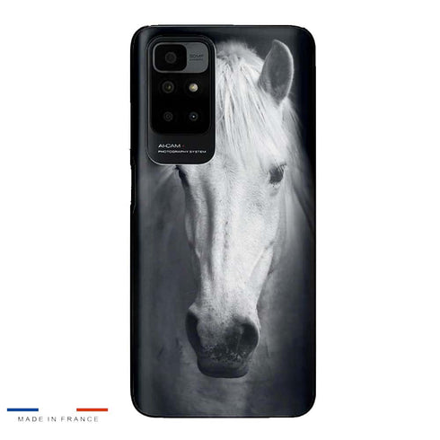 Coque Xiaomi Redmi 10 Tete de Cheval Noir et Blanc