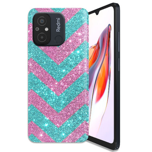 Coque Xiaomi Redmi 12C Chevrons Strass Violet Rose