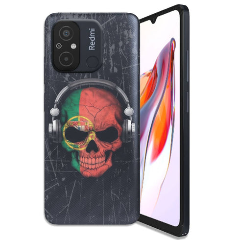 Coque Xiaomi Redmi 12C Dj Skull avec drapeau portugais