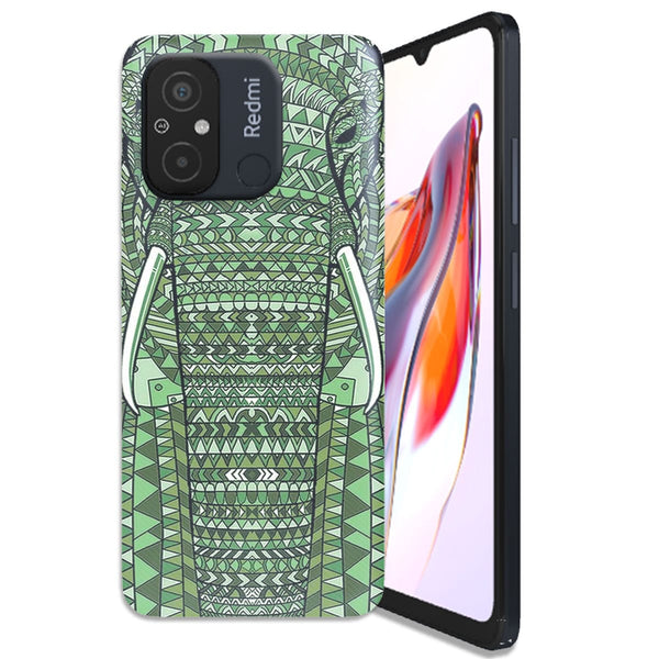 Coque Xiaomi Redmi 12C Elephant Vert Azteque