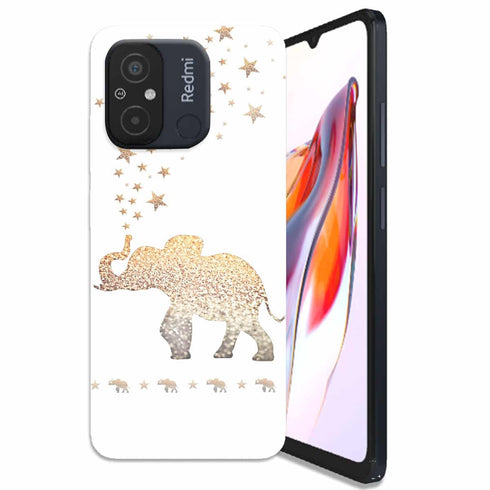 Coque Xiaomi Redmi 12C Gatsby gold glitter elephant