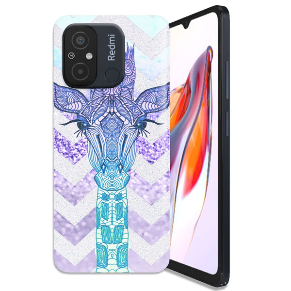 Coque Xiaomi Redmi 12C Glitter Girafe Bleu
