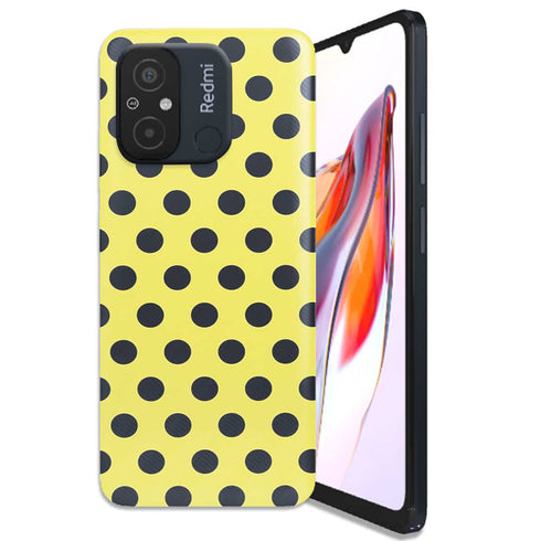 Coque Xiaomi Redmi 12C Jaune à Pois Noirs
