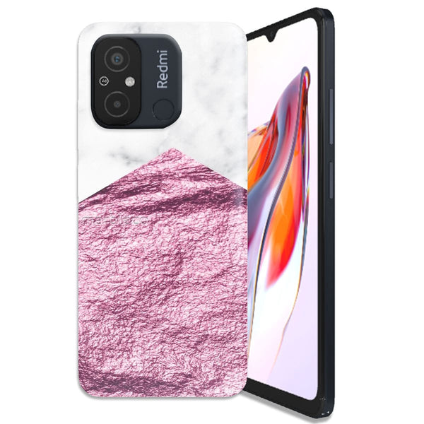 Coque Xiaomi Redmi 12C Marbre or rose magenta