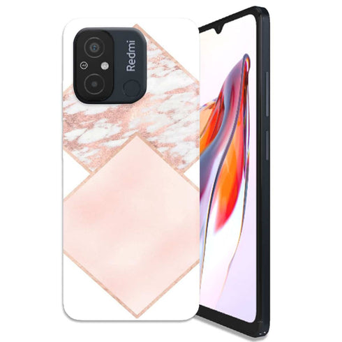 Coque Xiaomi Redmi 12C Marbre rose or rose blush doux