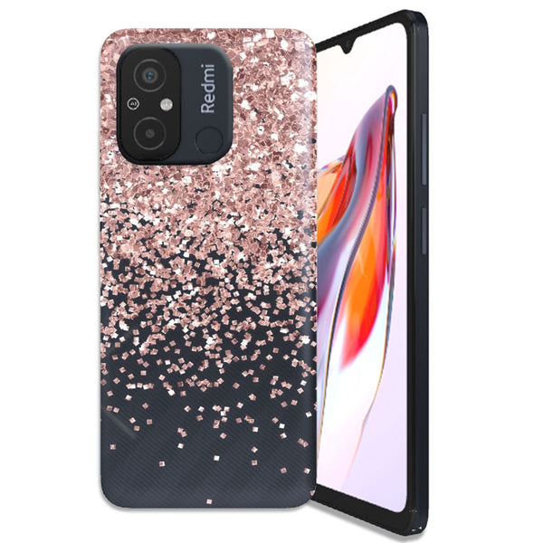 Coque Xiaomi 12C Paillettes d'or rose