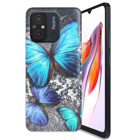 Coque Xiaomi Redmi 12C Papillon Turquoise