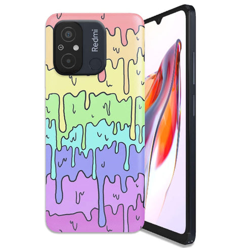 Coque de téléphone redmi 12C Pastel Kawaii Melting Rainbow Design