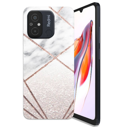 Coque Xiaomi Redmi 12C Rose paillettes en hausse geo