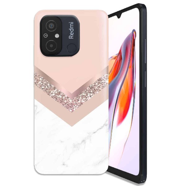 Coque Xiaomi Redmi 12C Triangle en or rose et marbre