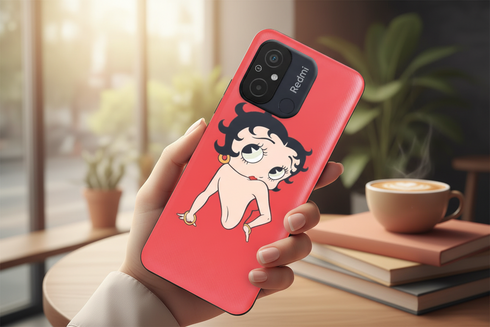 Protection renforcée Betty Boop Disney pour xiaomi redmi 12c, de couleur rouge avec l'imprimé de Bimbo de Betty Boop sur une coque silicone antichocs