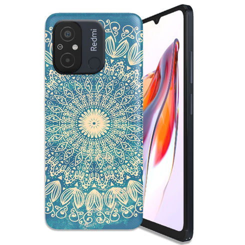 Coque Xiaomi Redmi 12C Blue organic boho mandala