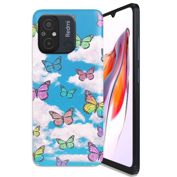 Coque Xiaomi 12C Motif papillon nuageux