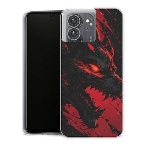 Coque Xiaomi Redmi 13C Gaming Loup Rouge Noir - coque gaming Redmi 13C