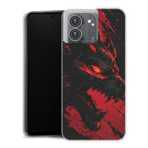 Coque Xiaomi Redmi 13C Gaming Loup Rouge Noir - coque gaming Redmi 13C