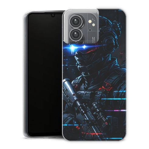 Coque Xiaomi Redmi 13C Gaming Soldat Vision Bleue - coque gaming Redmi 13C