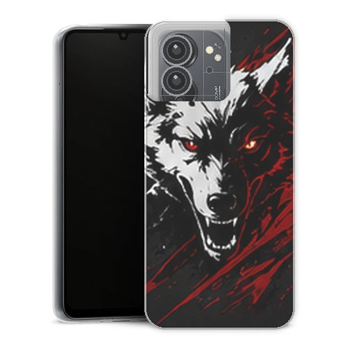 Coque Xiaomi Redmi 13C Gaming Loup Blanc Rouge - coque gaming Redmi 13C