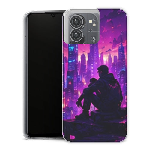 Coque Xiaomi Redmi 13C Gaming Ville Cyber Violette - coque gaming Redmi 13C