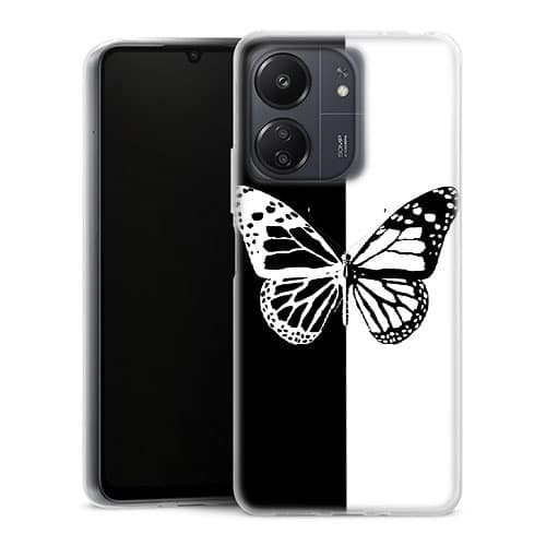 Coque Xiaomi Redmi 13C Butterfly Noir et Blanc