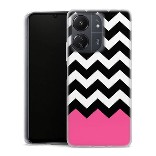 Coque Xiaomi Redmi 13C Chevrons Colorés Rose et Noir