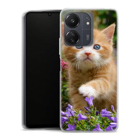 Coque Xiaomi Redmi 13C Flowery Garden Lovely and enchanting cat