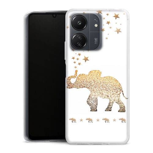 Coque Xiaomi Redmi 13C Gatsby gold glitter elephant