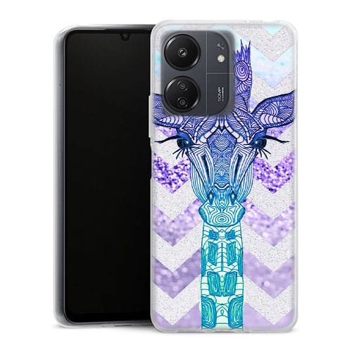 Coque Xiaomi Redmi 13C Glitter Girafe Bleu