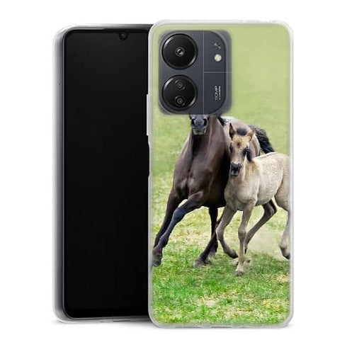 Coque Xiaomi Redmi 13C Horses, Wild Duelmener ponies, mare and foal