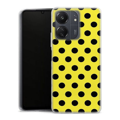 Coque Xiaomi Redmi 13C Jaune à Pois Noirs