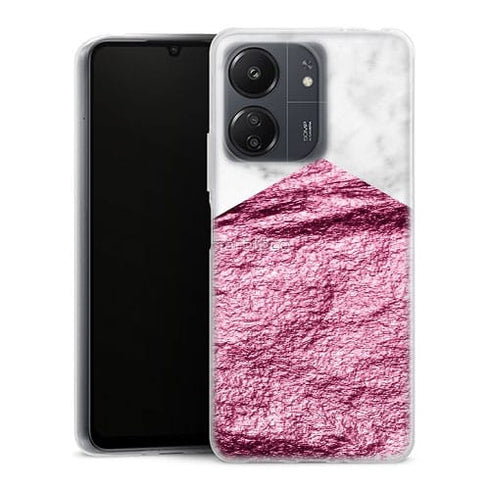 Coque Xiaomi Redmi 13C Marbre or rose magenta